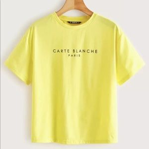 Shein Yellow Women's Graphic Tee/t Shirt Paris Size XS *New with no tags*